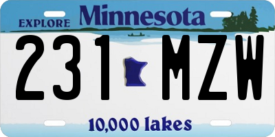 MN license plate 231MZW