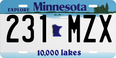 MN license plate 231MZX