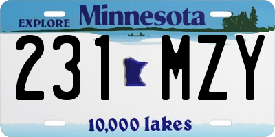 MN license plate 231MZY