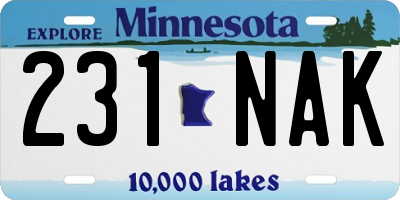 MN license plate 231NAK