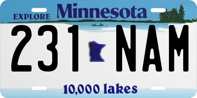 MN license plate 231NAM