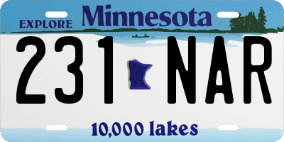 MN license plate 231NAR