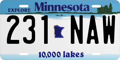 MN license plate 231NAW