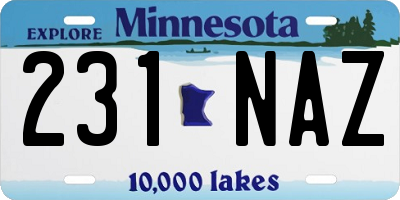 MN license plate 231NAZ