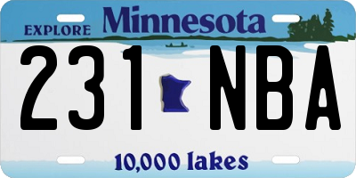 MN license plate 231NBA