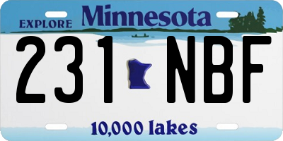 MN license plate 231NBF