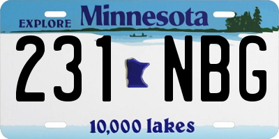 MN license plate 231NBG