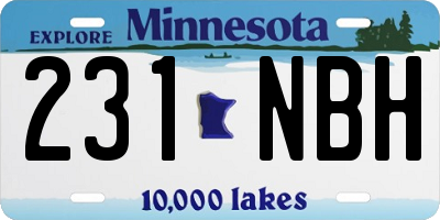 MN license plate 231NBH