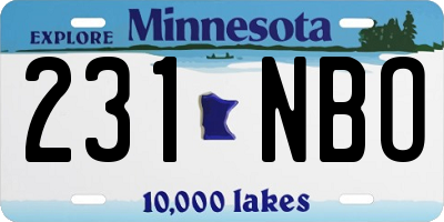 MN license plate 231NBO