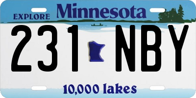 MN license plate 231NBY