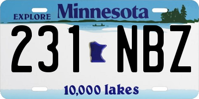 MN license plate 231NBZ