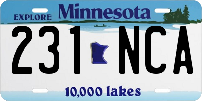 MN license plate 231NCA