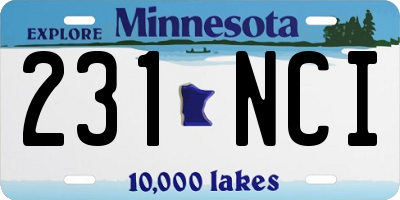 MN license plate 231NCI