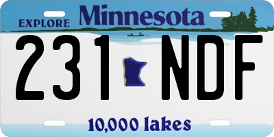 MN license plate 231NDF