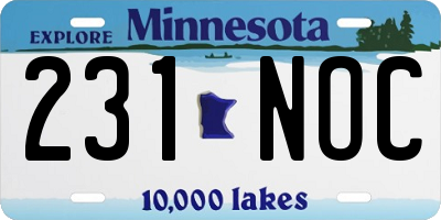 MN license plate 231NOC