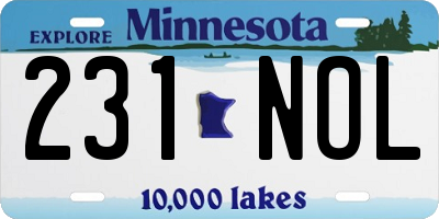 MN license plate 231NOL