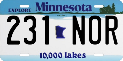 MN license plate 231NOR