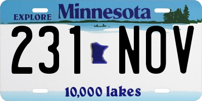 MN license plate 231NOV