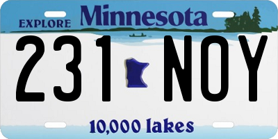 MN license plate 231NOY