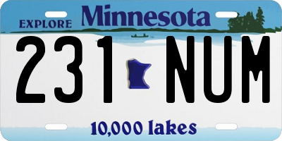 MN license plate 231NUM