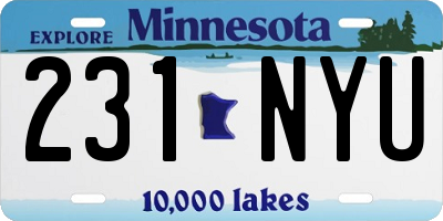MN license plate 231NYU