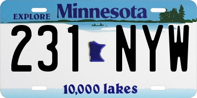 MN license plate 231NYW