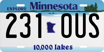 MN license plate 231OUS