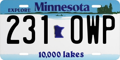 MN license plate 231OWP