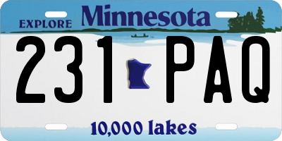 MN license plate 231PAQ