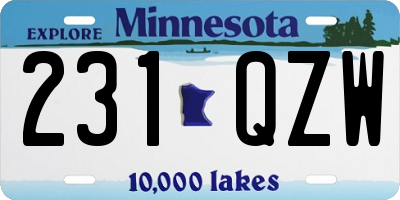 MN license plate 231QZW