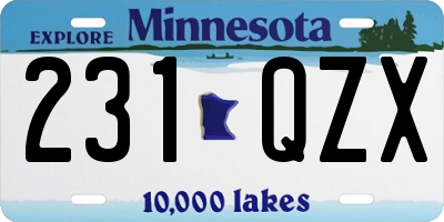 MN license plate 231QZX