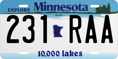 MN license plate 231RAA