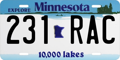 MN license plate 231RAC