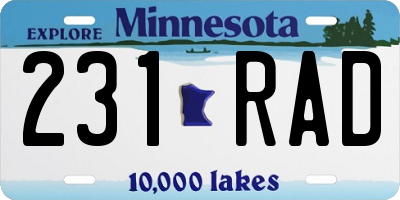 MN license plate 231RAD