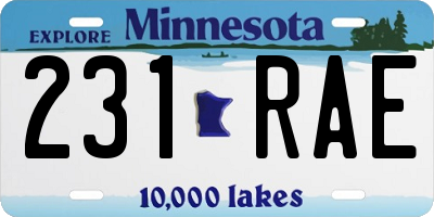 MN license plate 231RAE