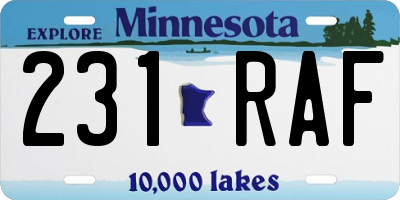MN license plate 231RAF