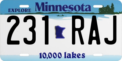 MN license plate 231RAJ