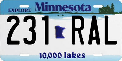 MN license plate 231RAL