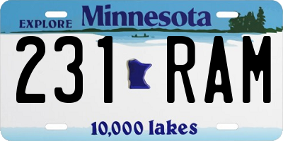 MN license plate 231RAM