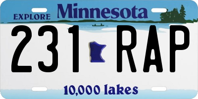 MN license plate 231RAP