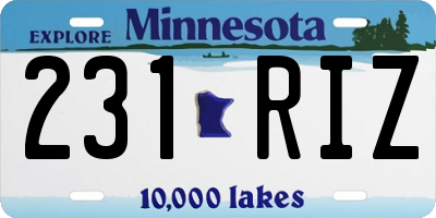MN license plate 231RIZ