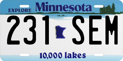 MN license plate 231SEM