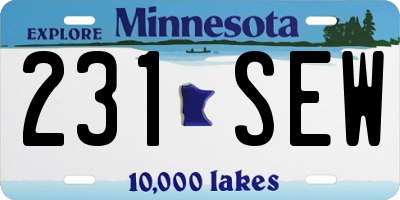 MN license plate 231SEW