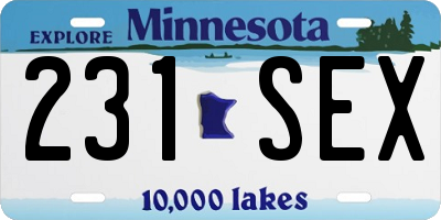 MN license plate 231SEX