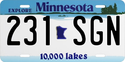 MN license plate 231SGN