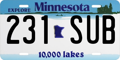 MN license plate 231SUB