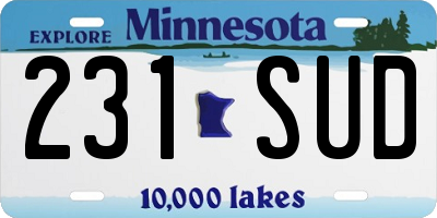 MN license plate 231SUD