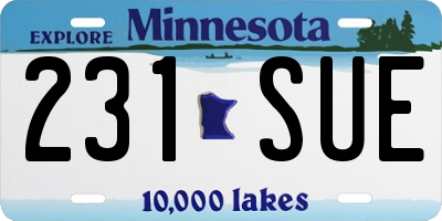 MN license plate 231SUE