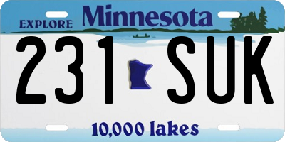 MN license plate 231SUK