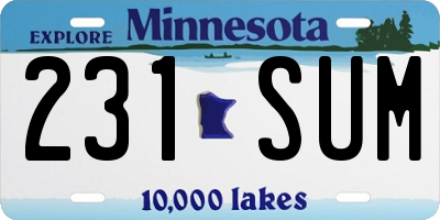 MN license plate 231SUM
